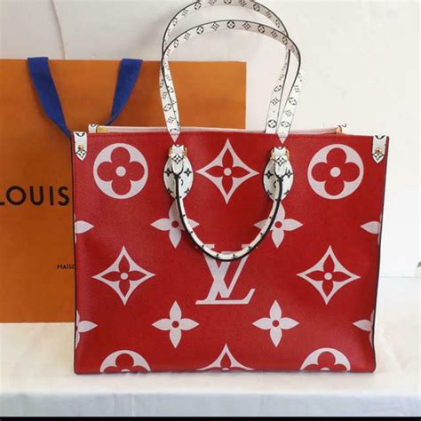 louis vuitton onthego red|Louis Vuitton onthego monogram.